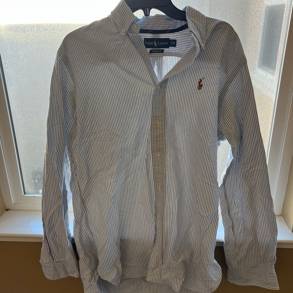 Ralph Lauren Men's White and Blue Pinstripe Shirt - Picture 1 of 3
